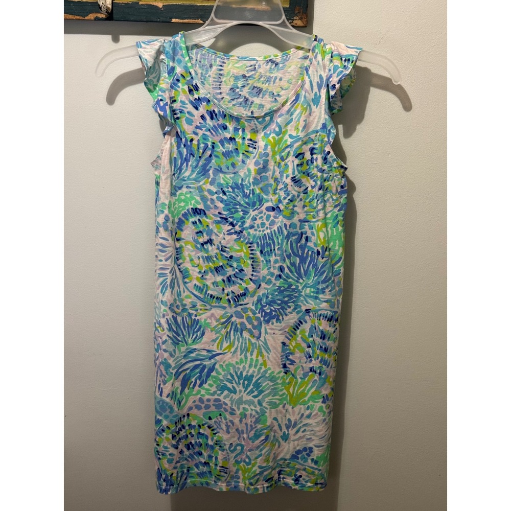 Lilly Pulitzer Ella Dress Shell Of A Party Girls Flutter Sleeve‎ XL